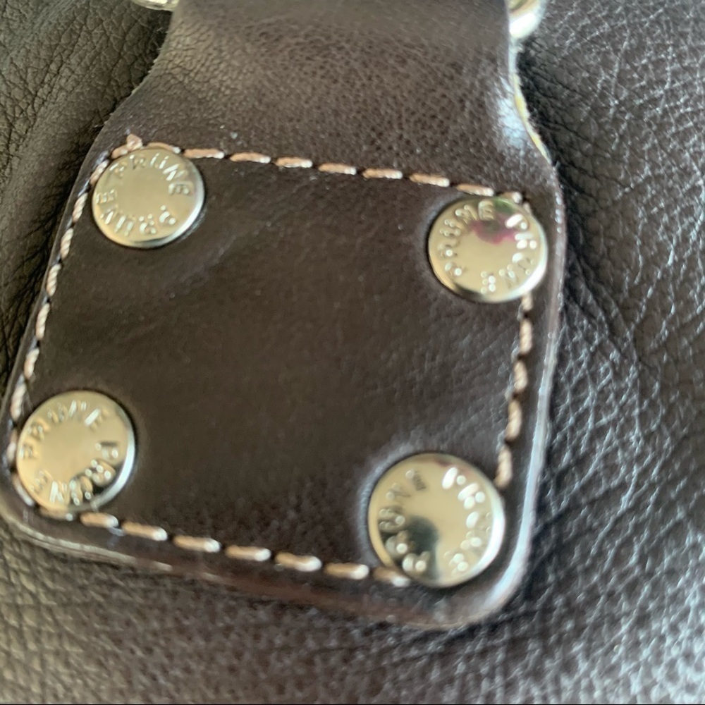 PRÜNE Chocolate Brown Silver Studded Leather Tote - Picture 3 of 8